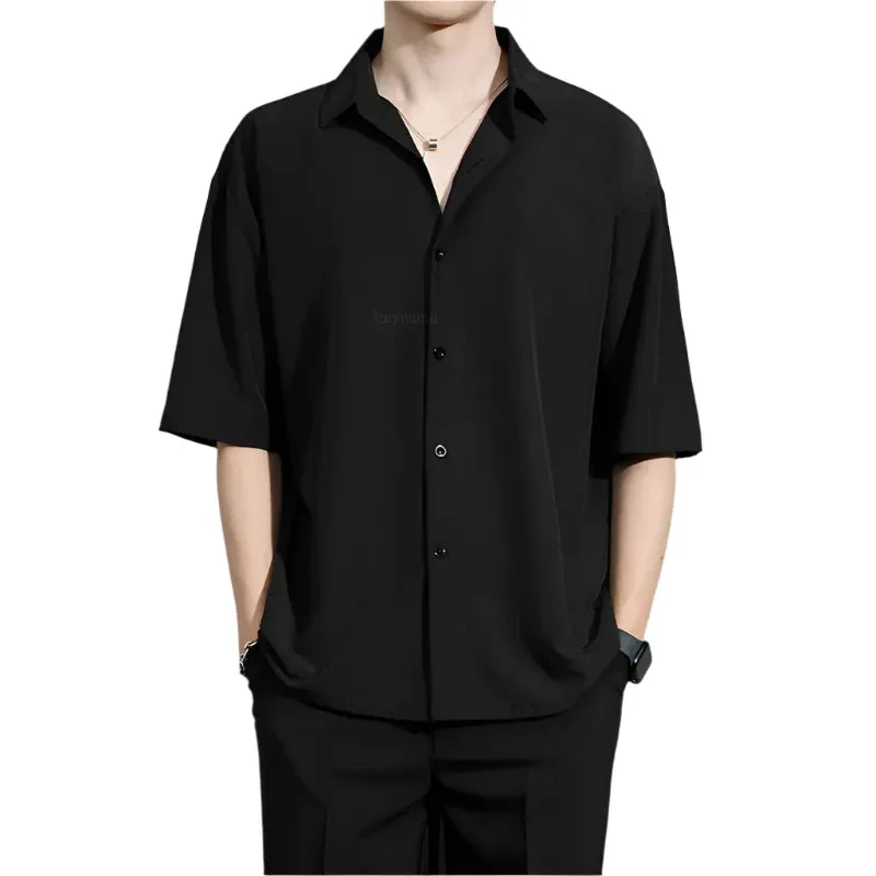 Men's New High Elastic Solid Color Formal Business Casual Comfortable Shirt