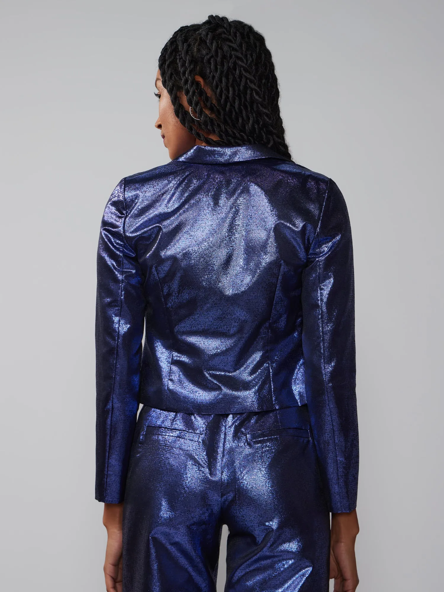 Metallic Notch Lapel Jacket