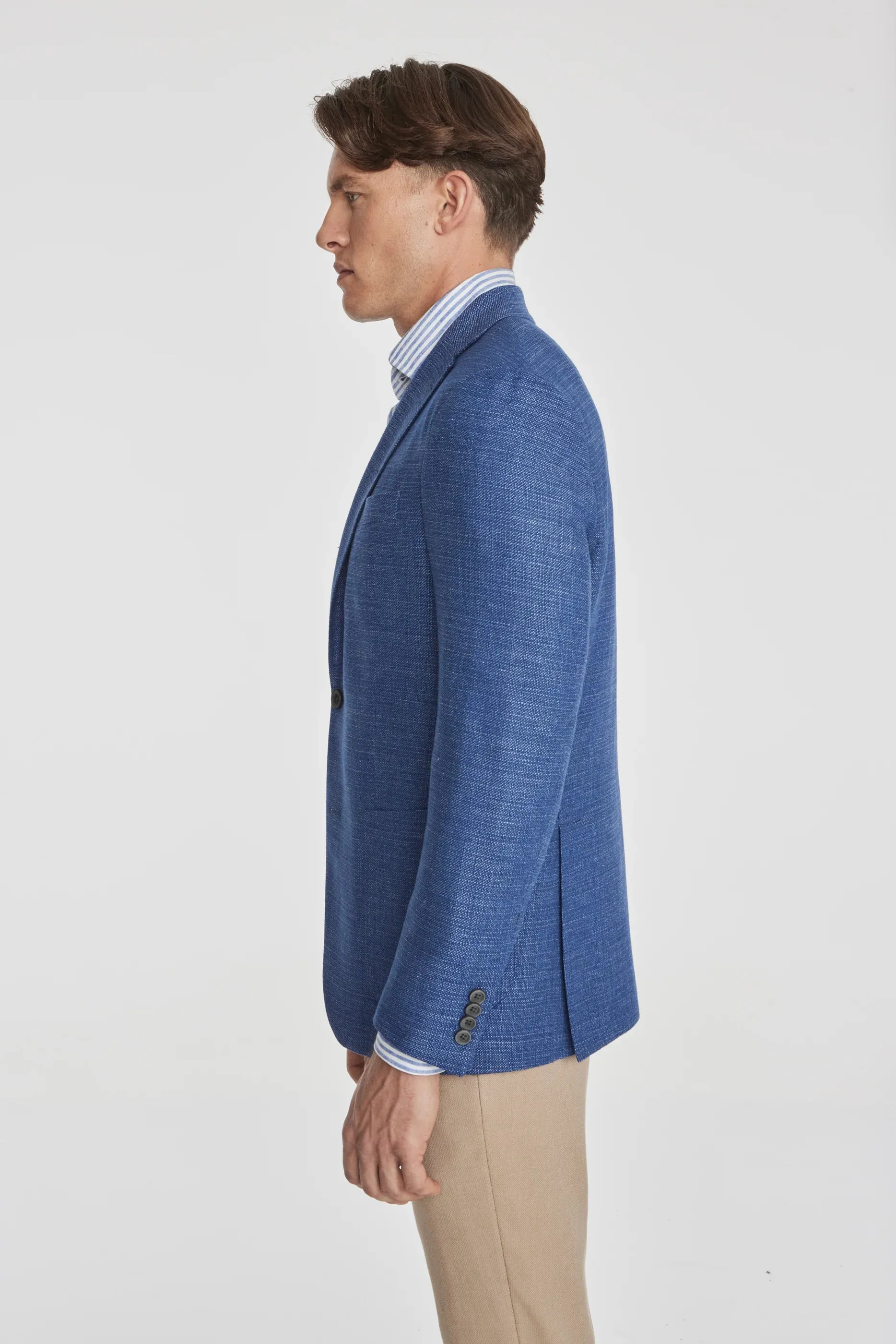 Mid-Blue Neat Hampton Contemporary Fit Unconstructed Sport Jacket - Jack Victor