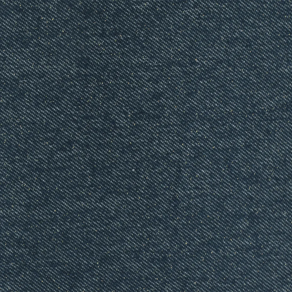 Navy Blue-Gold Sparkle Twill-Like Double Knit Fabric