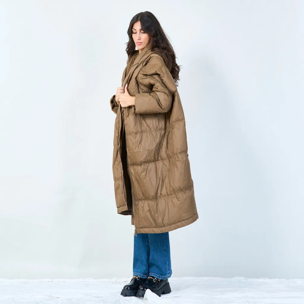 Oversized long puffer coat with hood wholesale