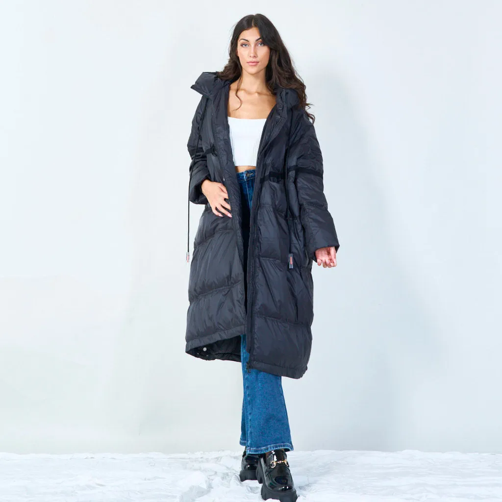 Oversized long puffer coat with hood wholesale