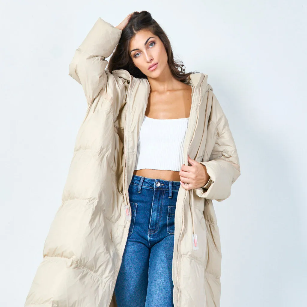 Oversized long puffer coat with hood wholesale