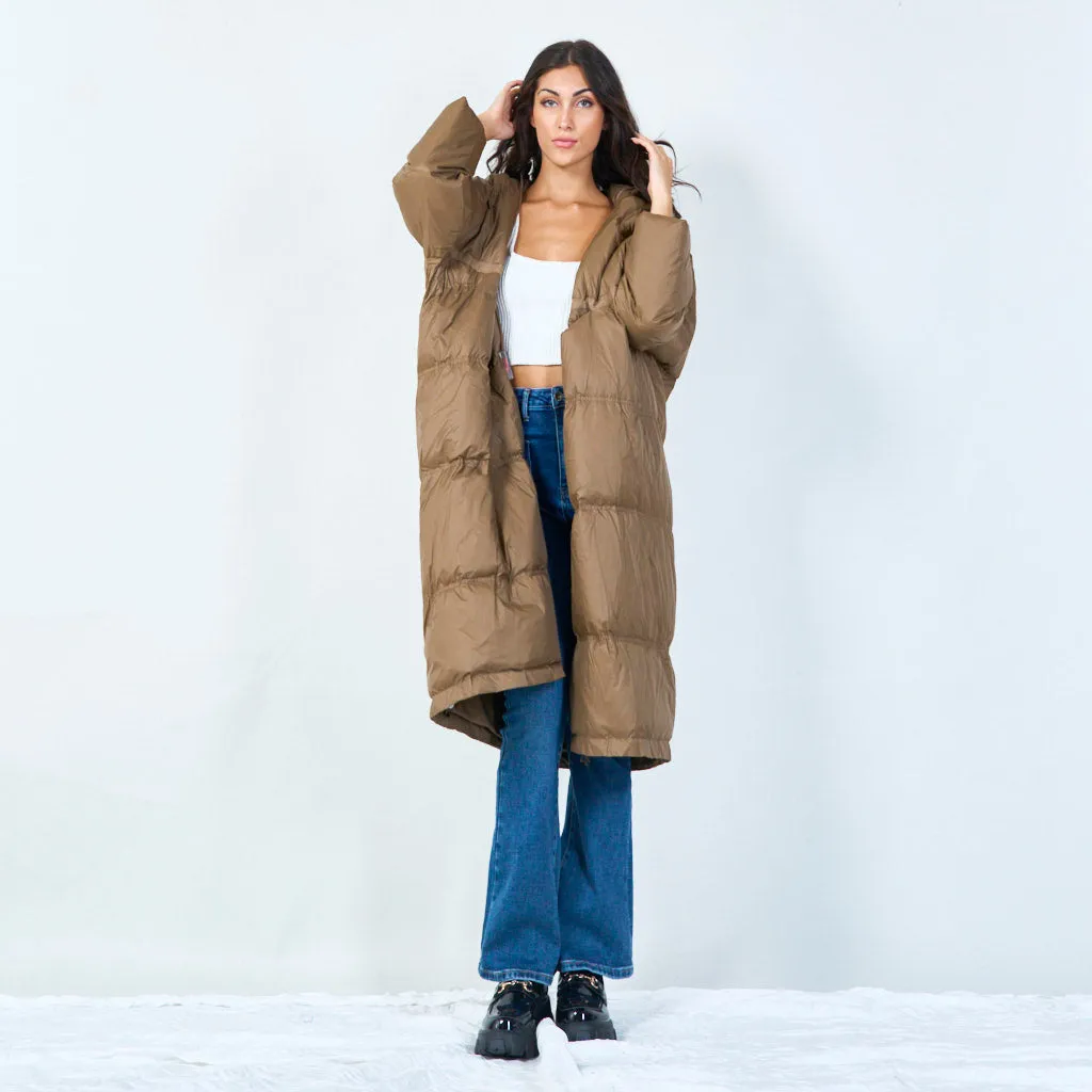 Oversized long puffer coat with hood wholesale