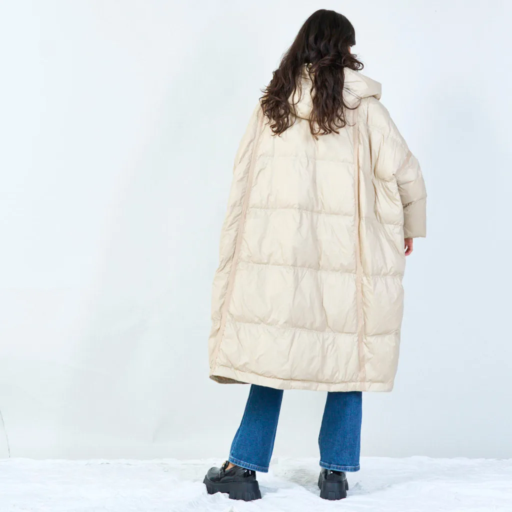 Oversized long puffer coat with hood wholesale