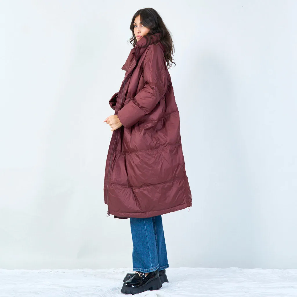 Oversized long puffer coat with hood wholesale