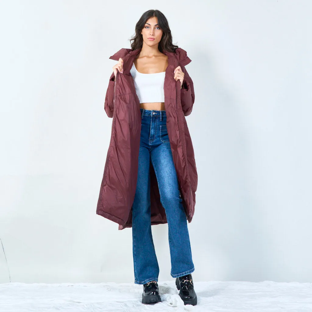 Oversized long puffer coat with hood wholesale