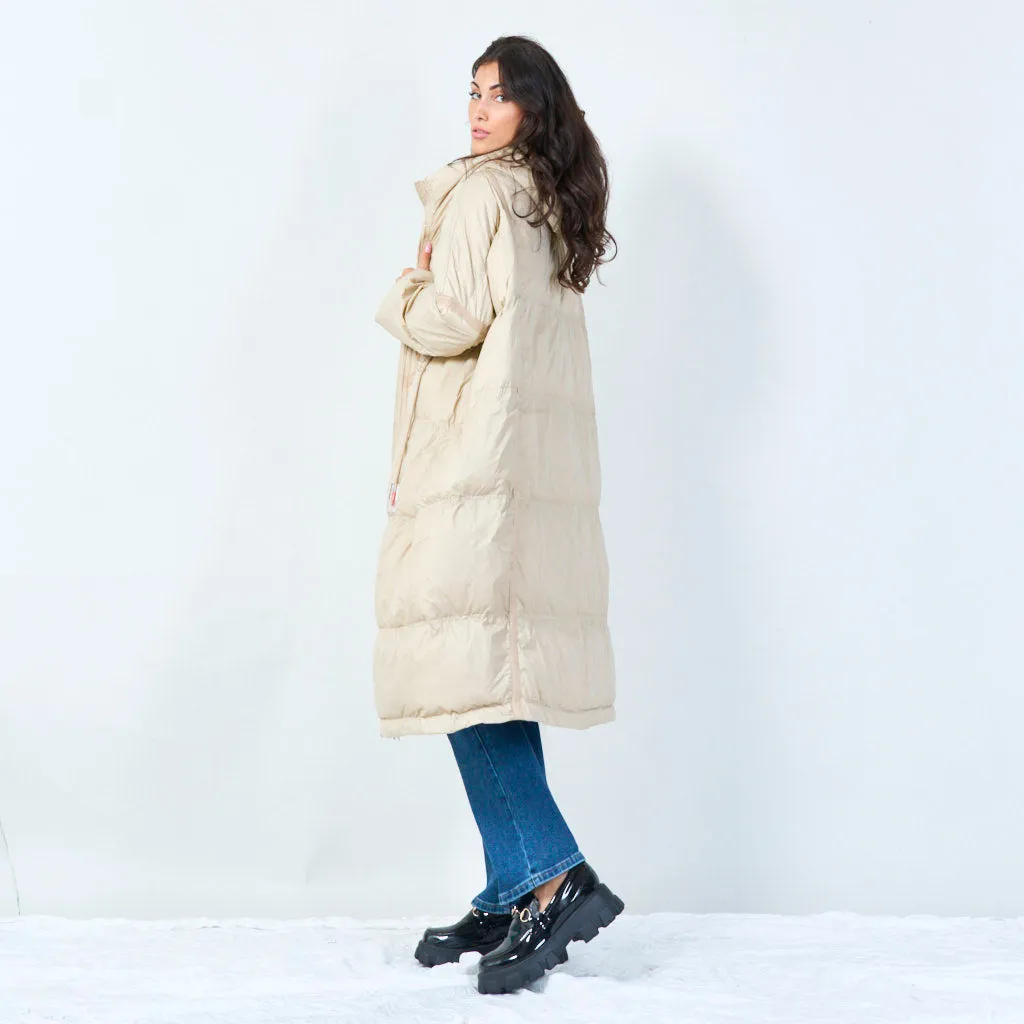 Oversized long puffer coat with hood wholesale