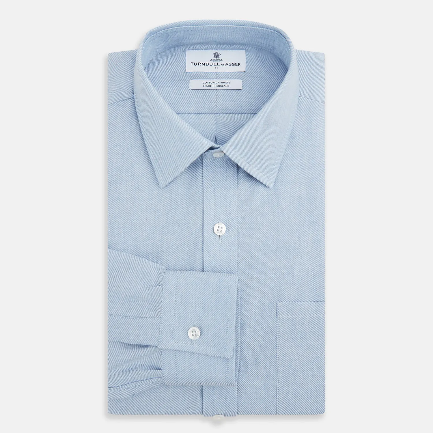 Pale Blue Cotton Cashmere Derby Collar Richmond Shirt