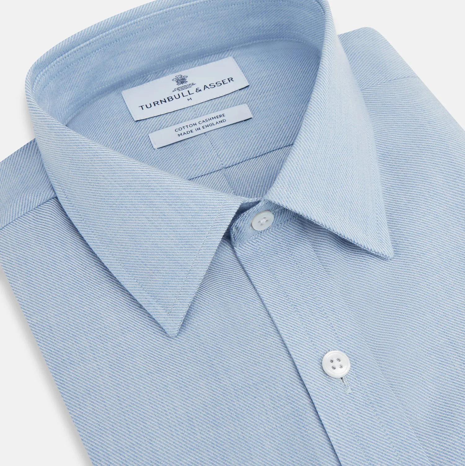 Pale Blue Cotton Cashmere Derby Collar Richmond Shirt