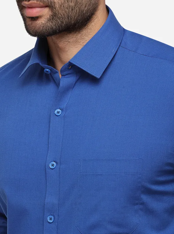 Persian Blue Solid Smart Fit Formal Shirt | JadeBlue