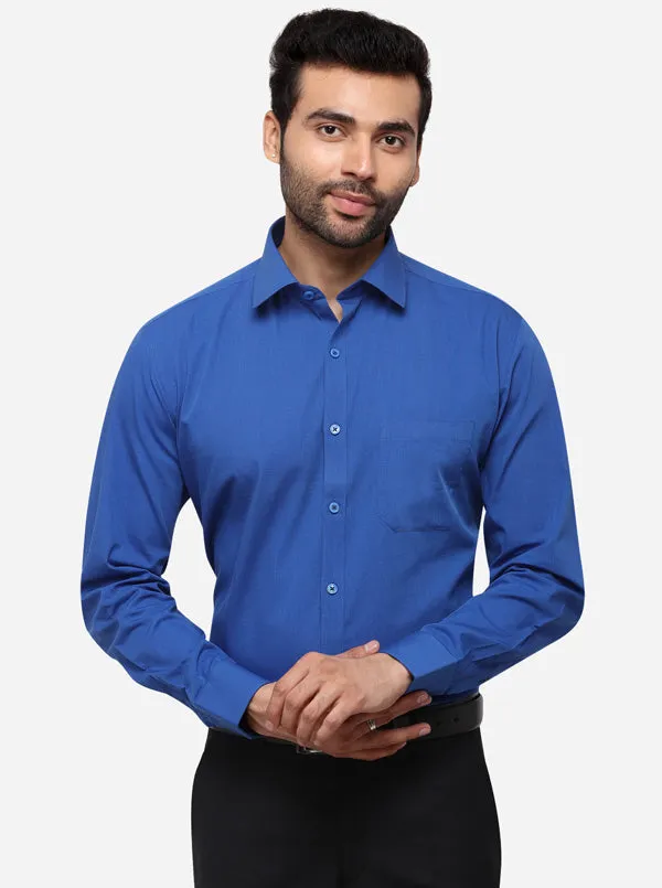 Persian Blue Solid Smart Fit Formal Shirt | JadeBlue