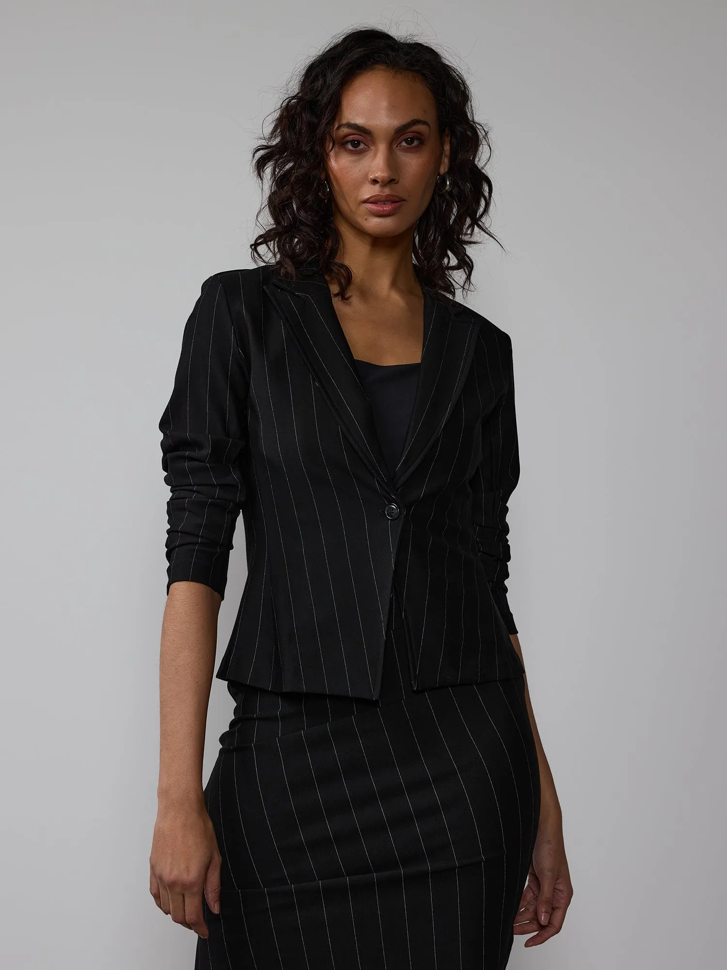 Pin Striped Ponte Blazer