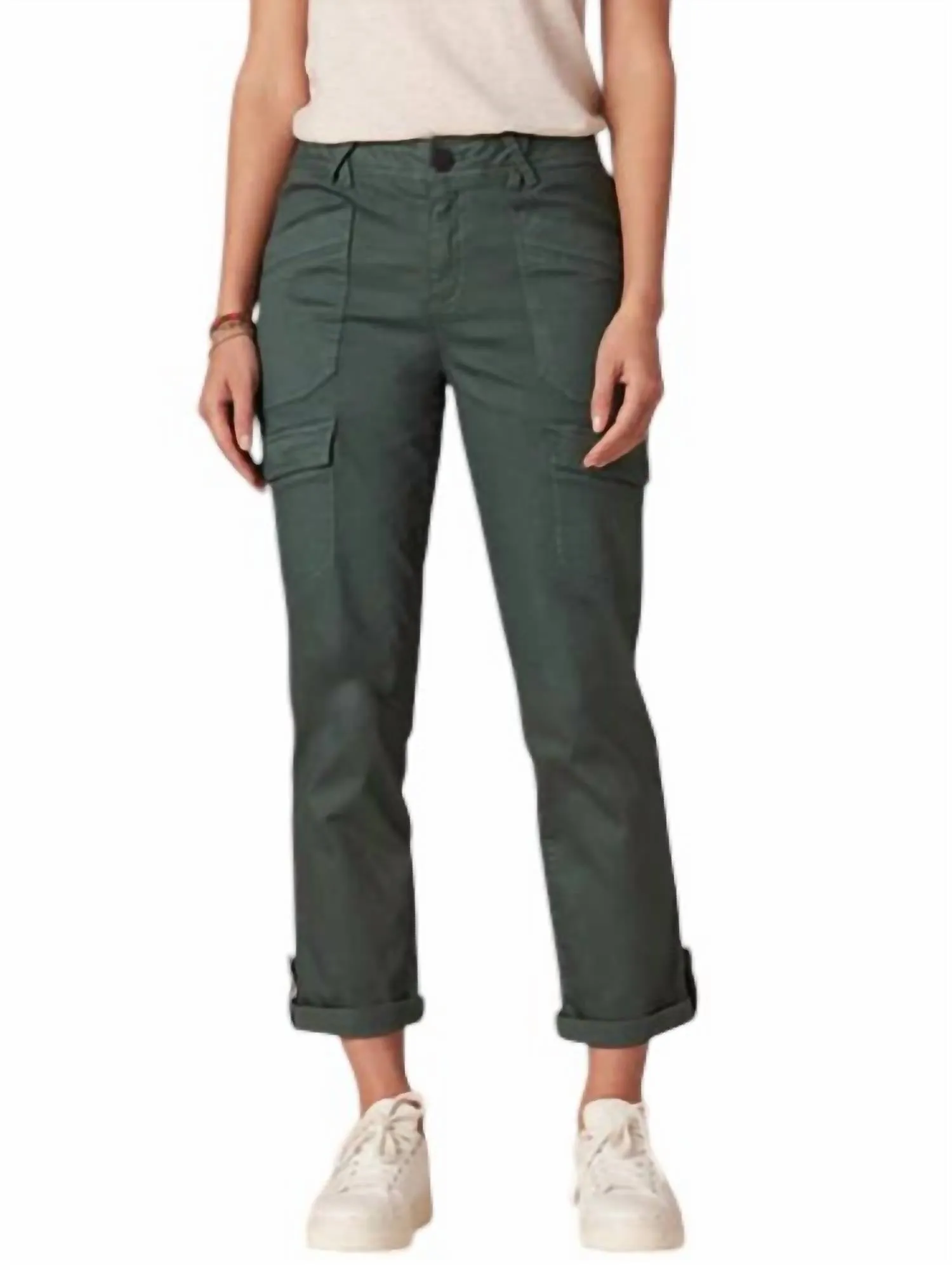 "ab"solution High Rise Roll Cuff Cargo Pocket Cargo Utility Pants In Agave