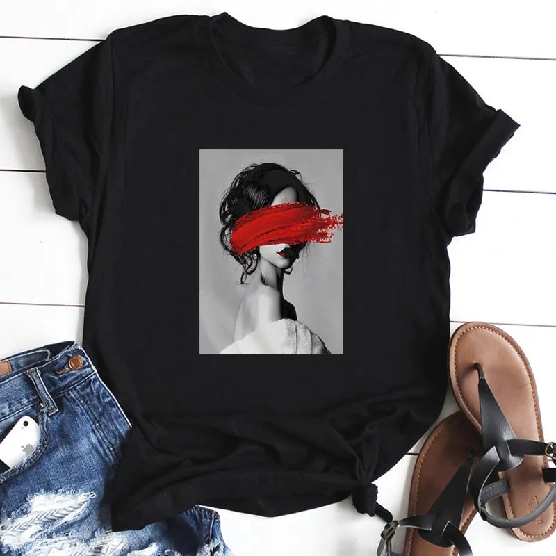 Red Paint Printed T-Shirt