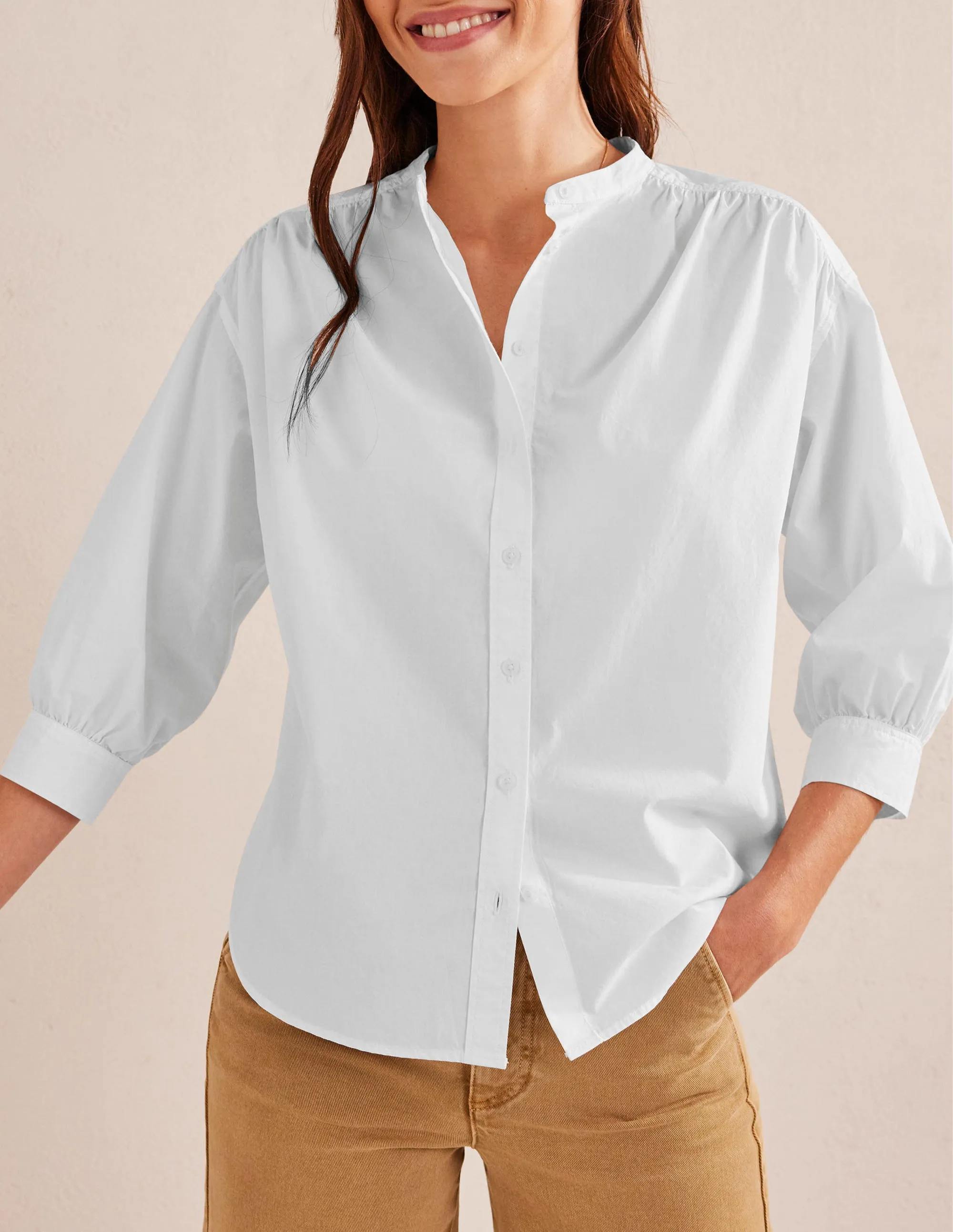 Relaxed Poplin Shirt-White