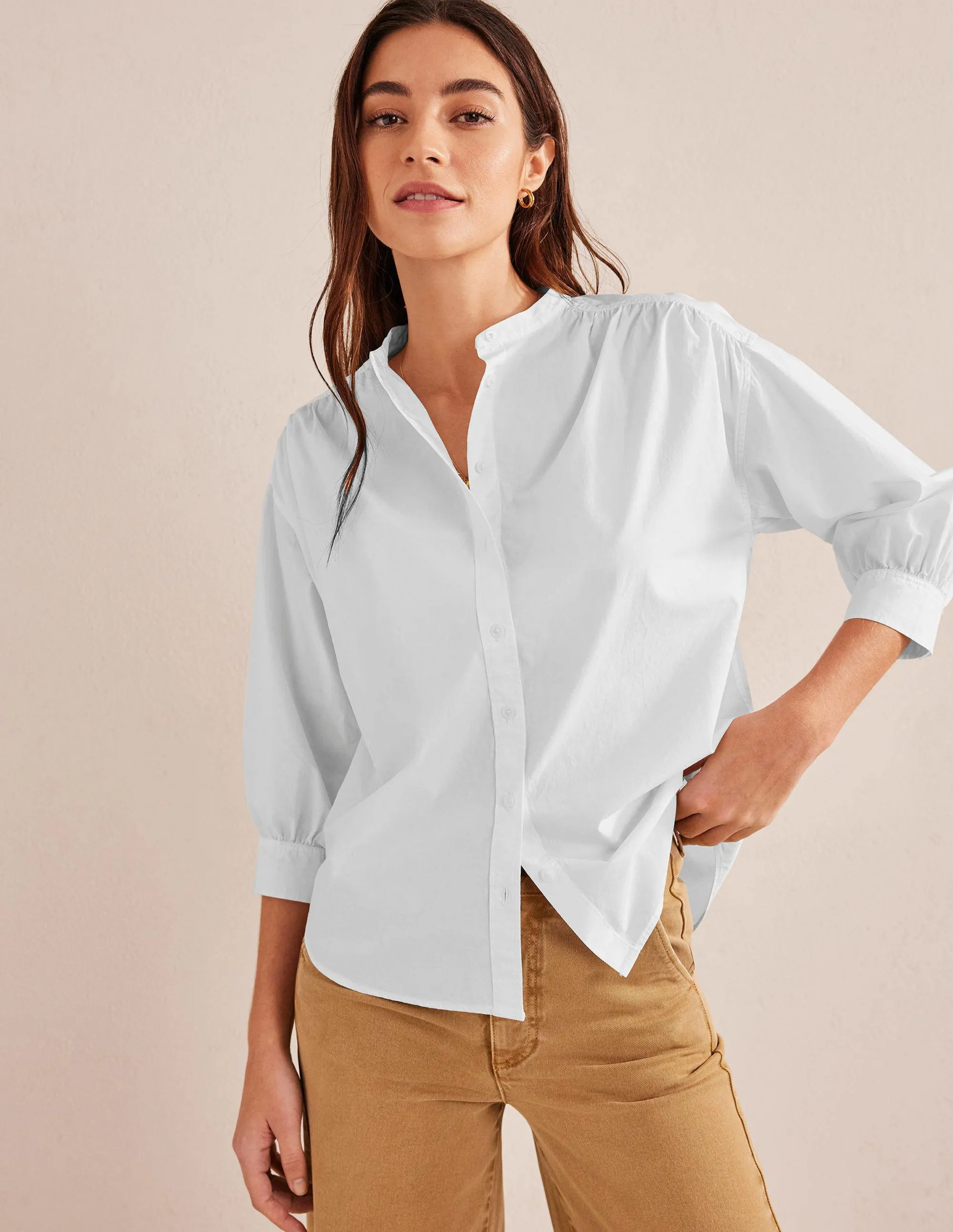 Relaxed Poplin Shirt-White