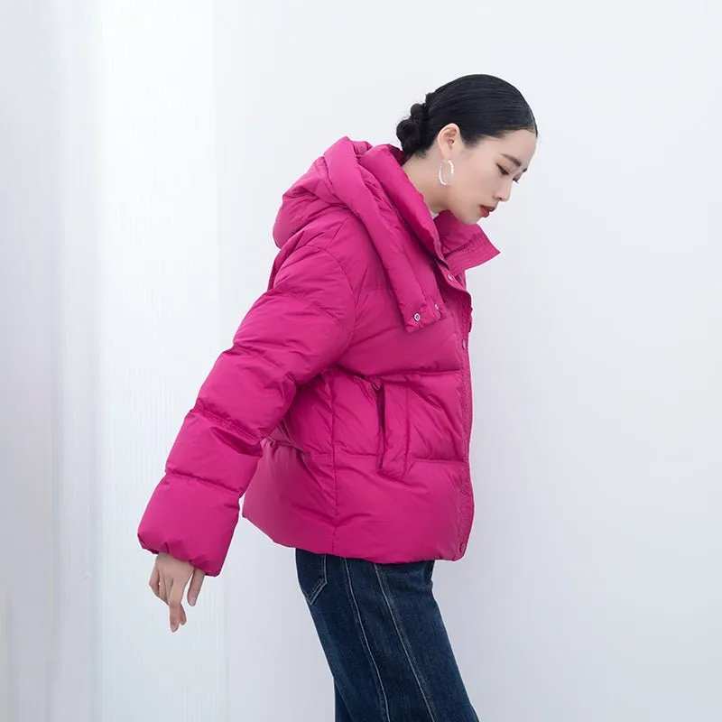 Rose Red Short Puffer Down Jacket