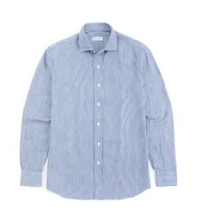 Salvatore Piccolo Selvedge Cotton Striped Shirt: Light Blue