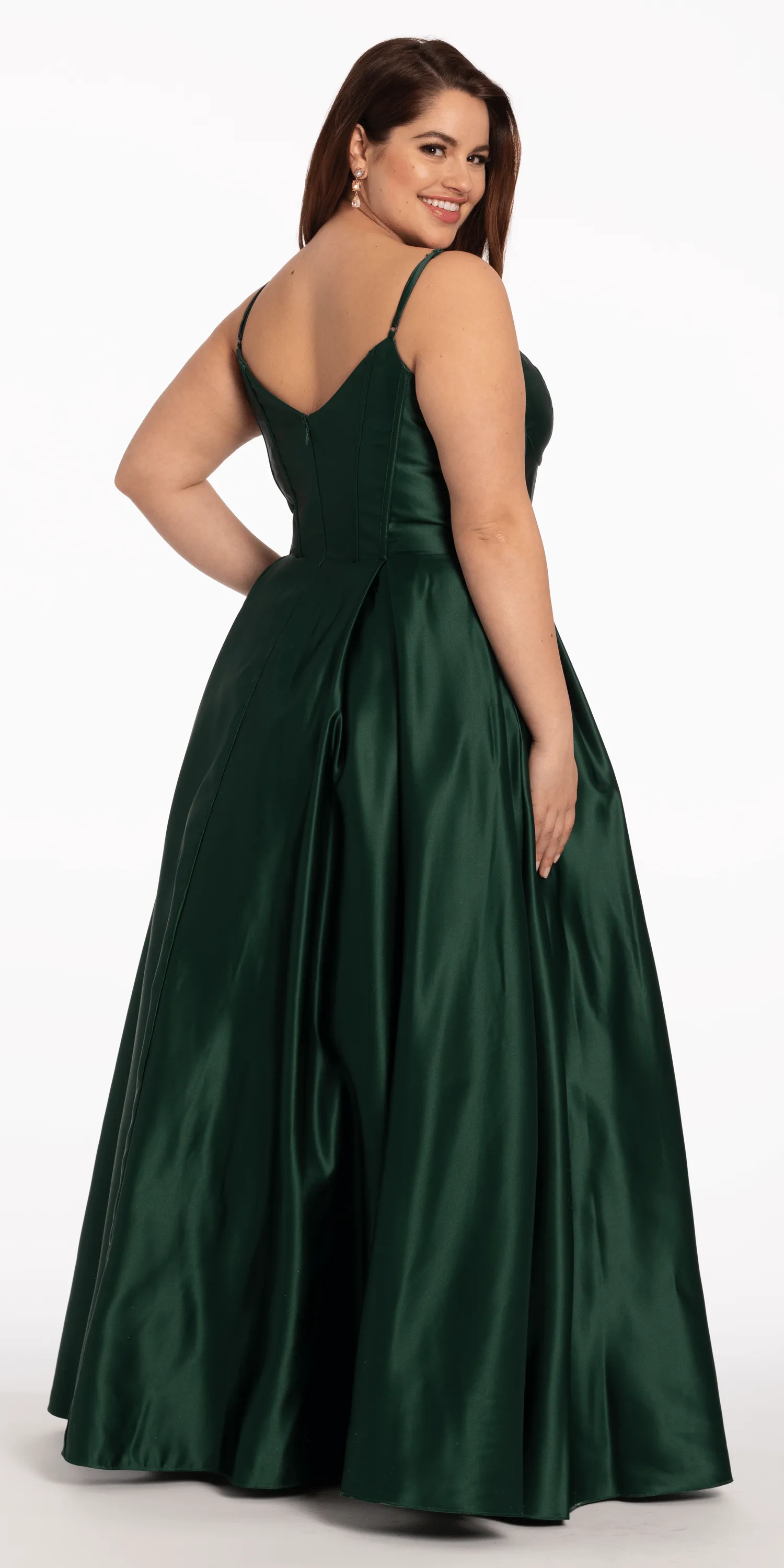 Satin Plunging Corset Ballgown