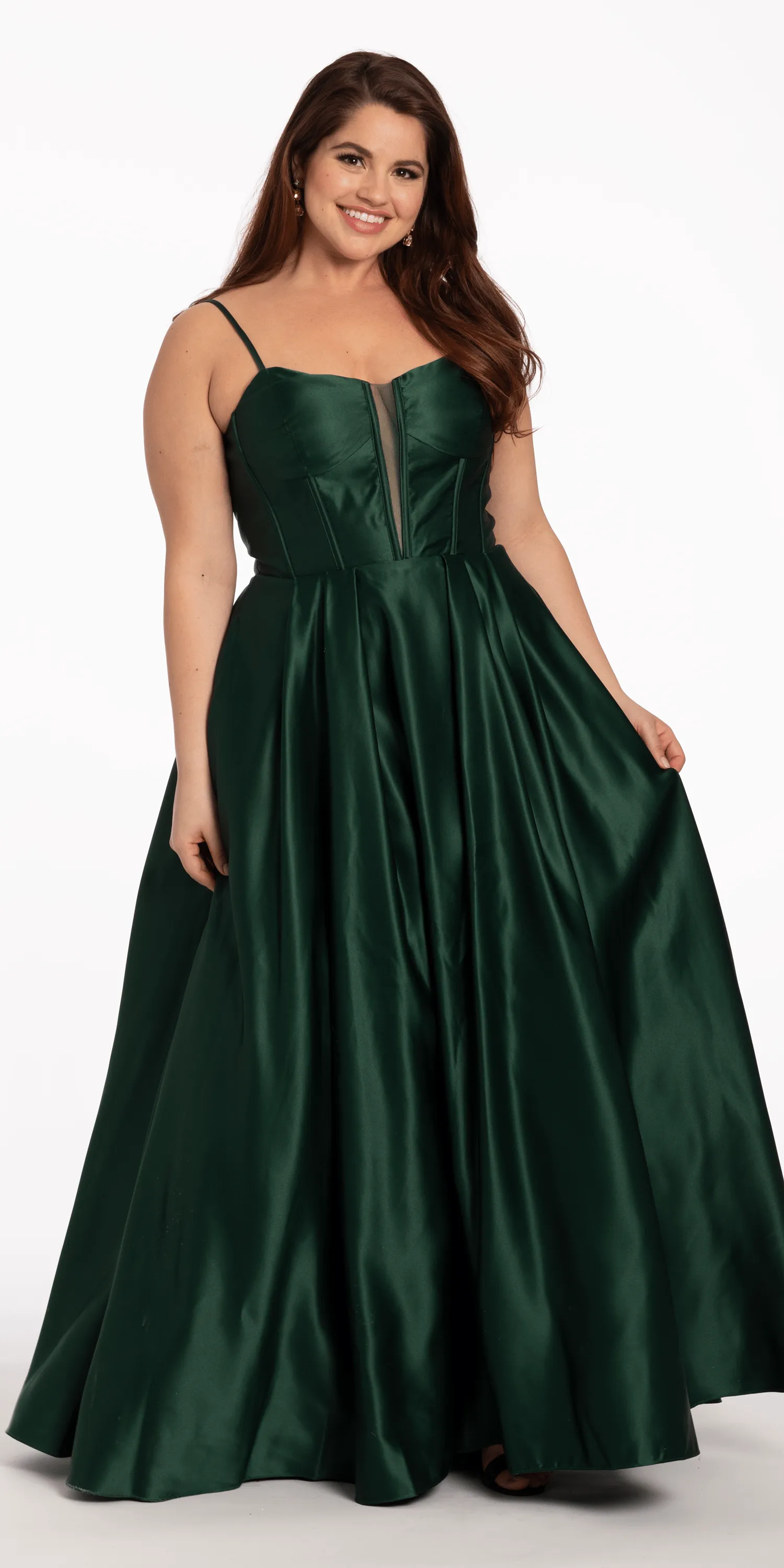 Satin Plunging Corset Ballgown