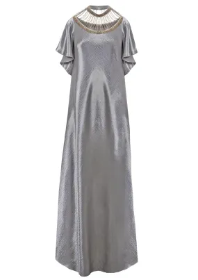 Sequin Satin Maxi Dress