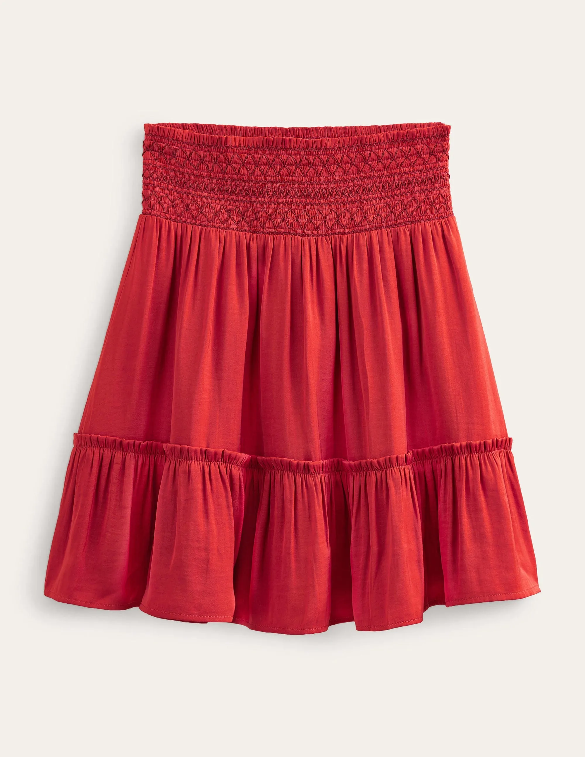 Shirred Waist Mini Skirt-Tomato