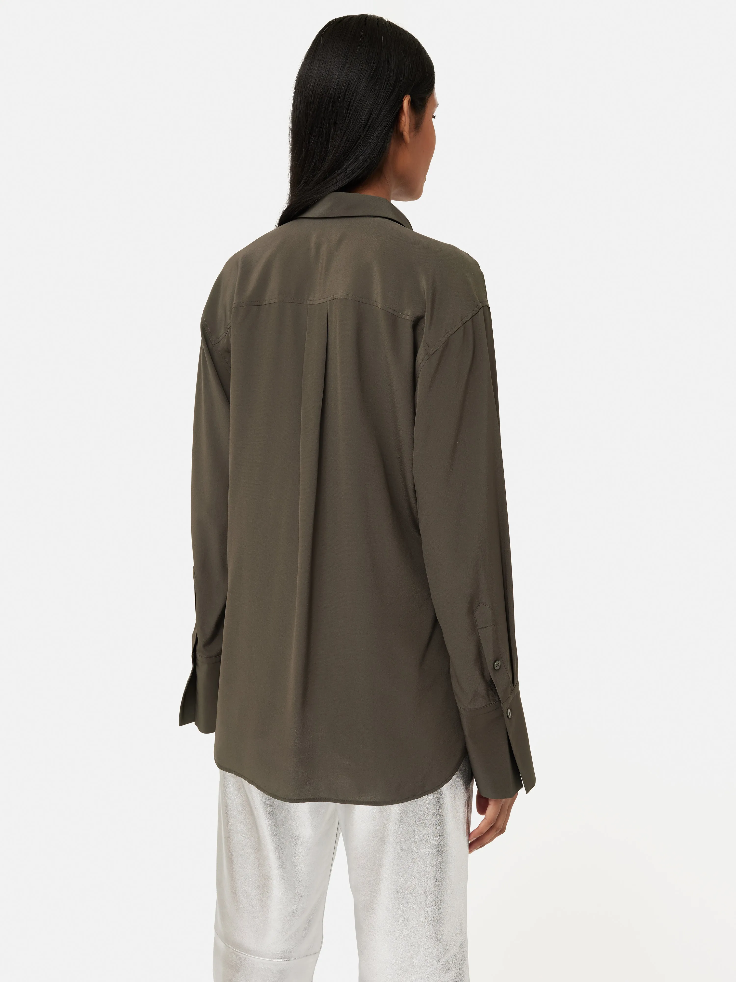 Silk Relaxed Shirt | Green