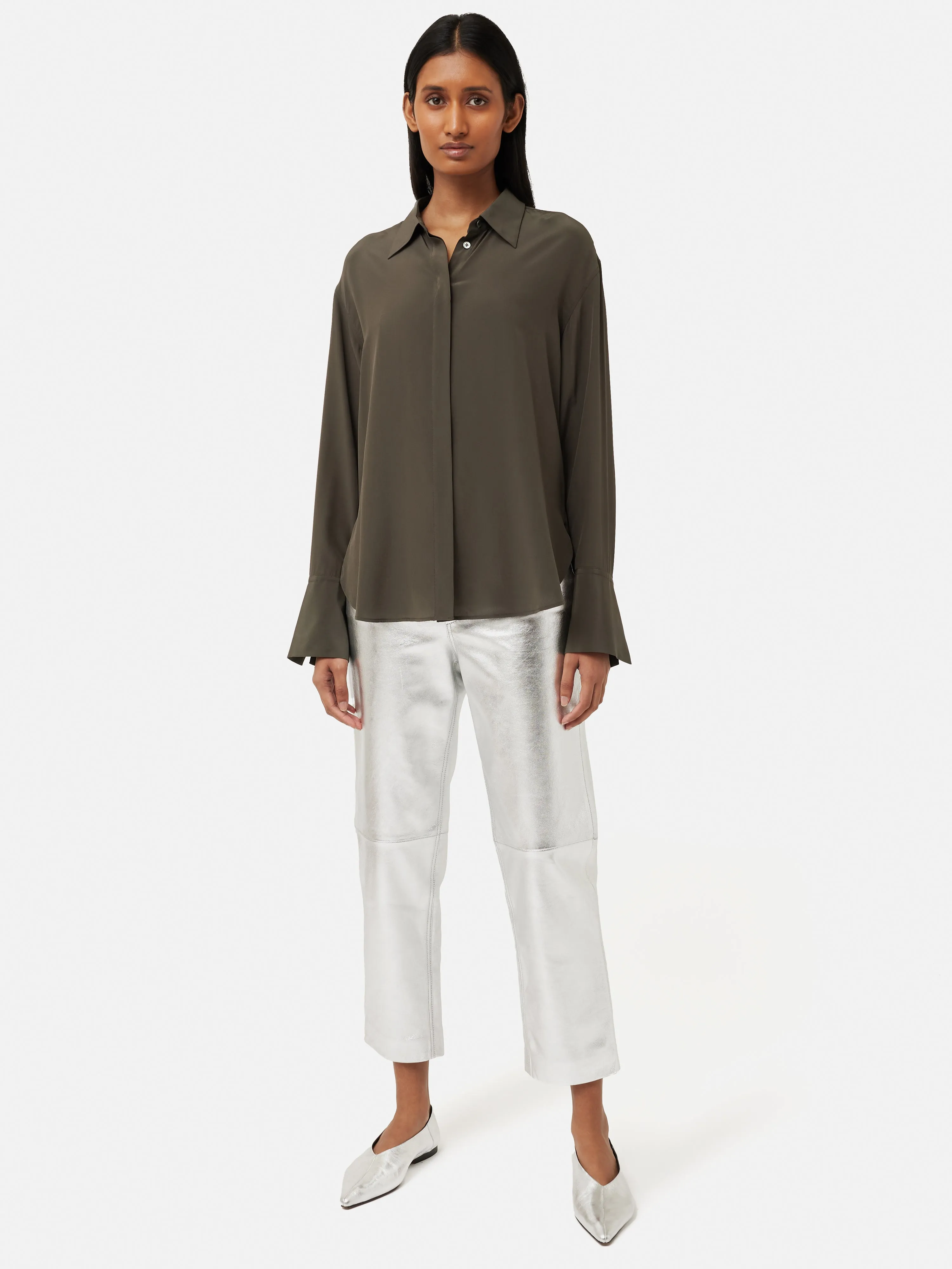 Silk Relaxed Shirt | Green