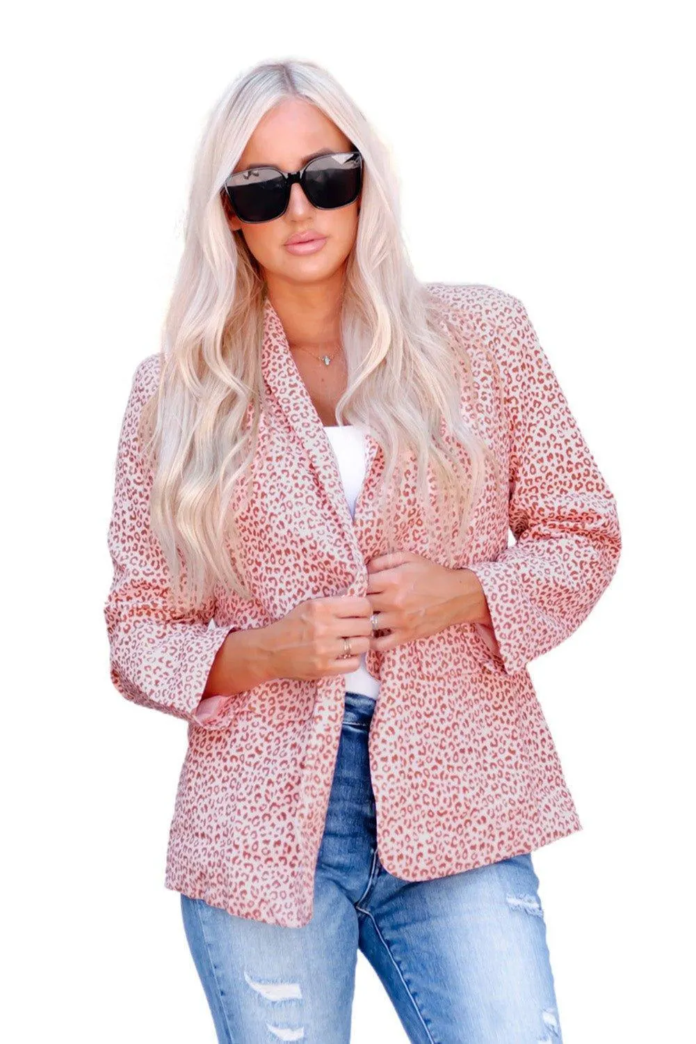 Silky Pink Leopard Blazer