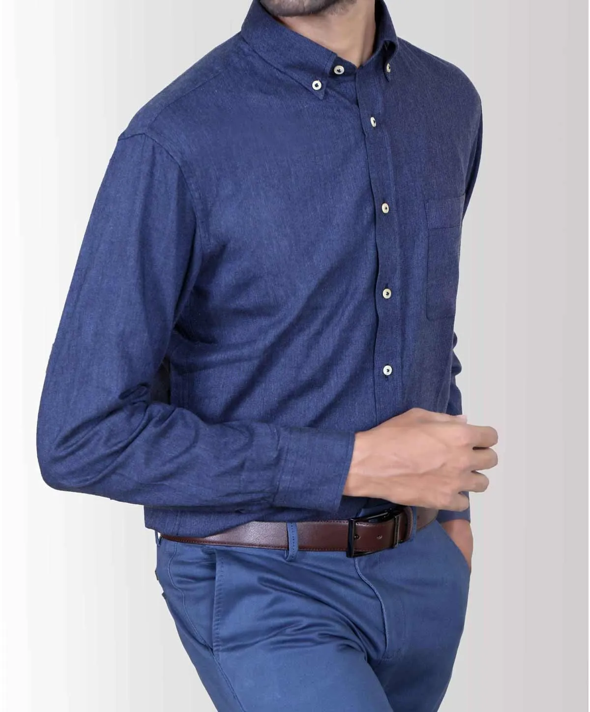 SMART SHIRT WOOL DENIM BLUE