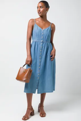 Strappy Denim Midi Dressss Blue