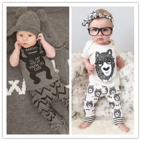 Summer style infant clothes baby clothing sets boy Cotton little monsters short sleeve 2pcs baby boy clothes