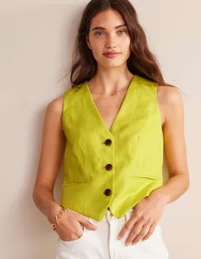 Tailored Linen Waistcoat-Citrus