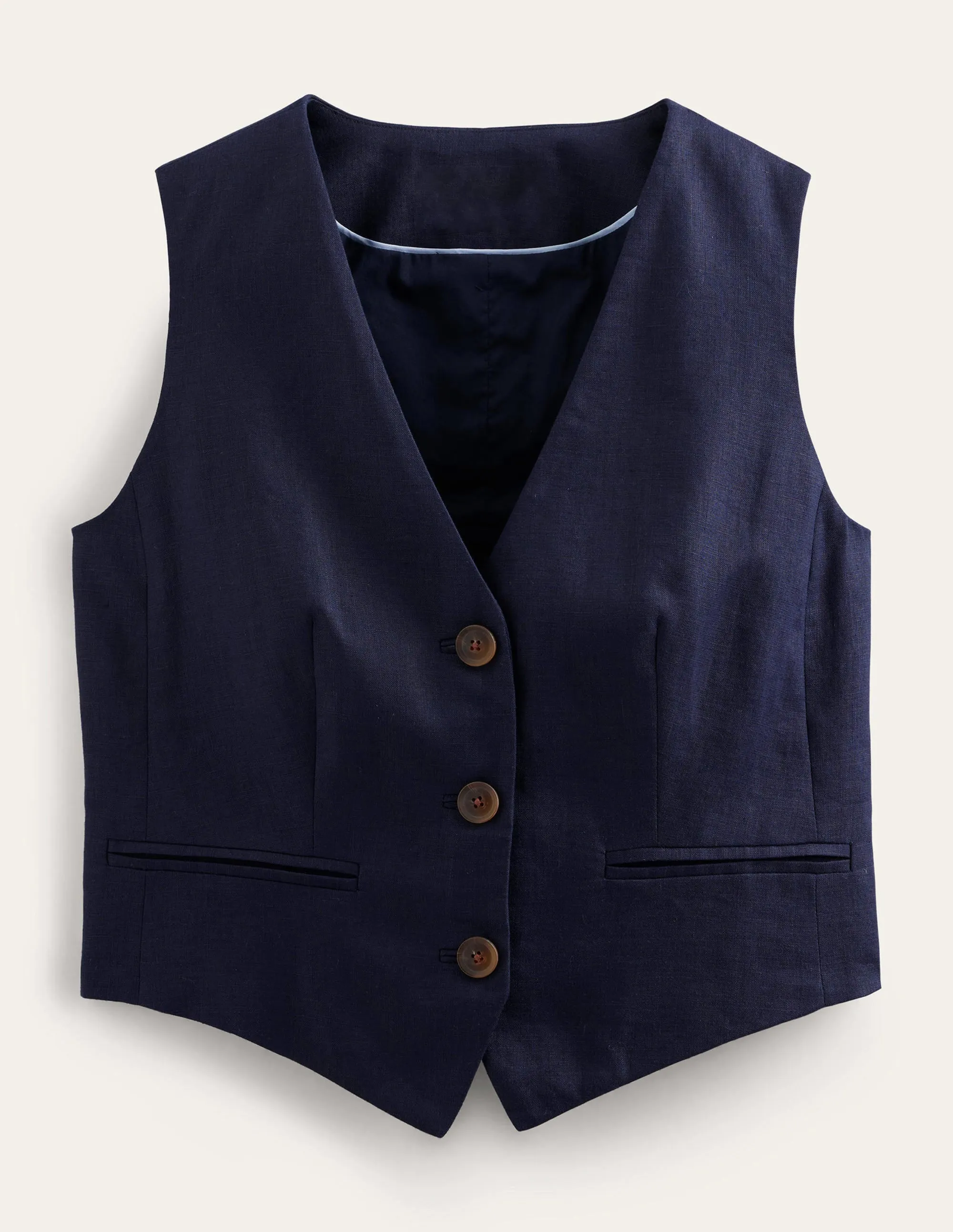 Tailored Linen Waistcoat-Navy