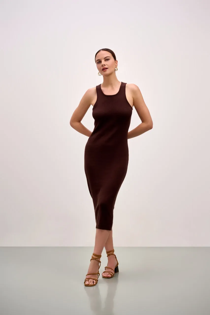 The Marlowe Knit Tank Dress - Chocolate