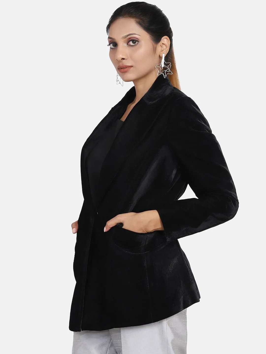 Velvet Blazer - Black